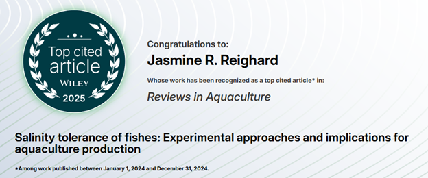Jasmine Reighard top cited article certificate
