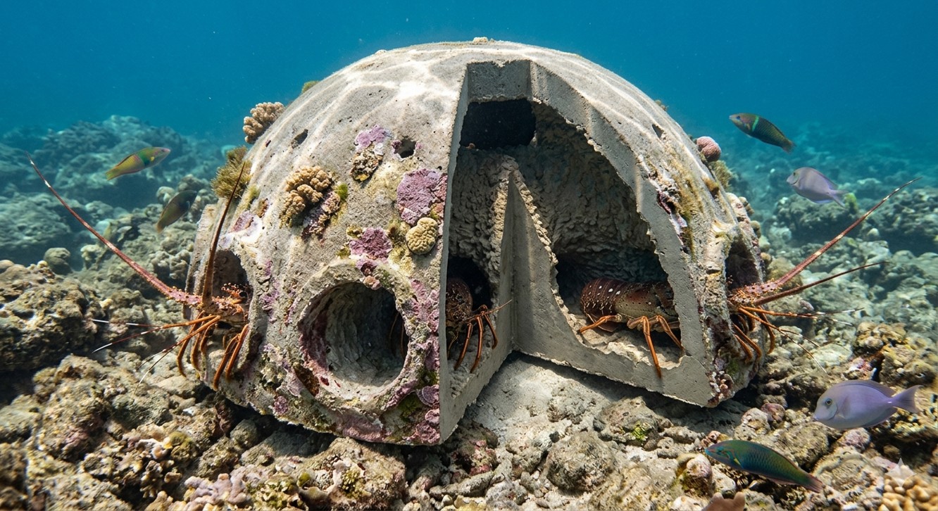 Modular bio-mimicking reef structure with schooling fish