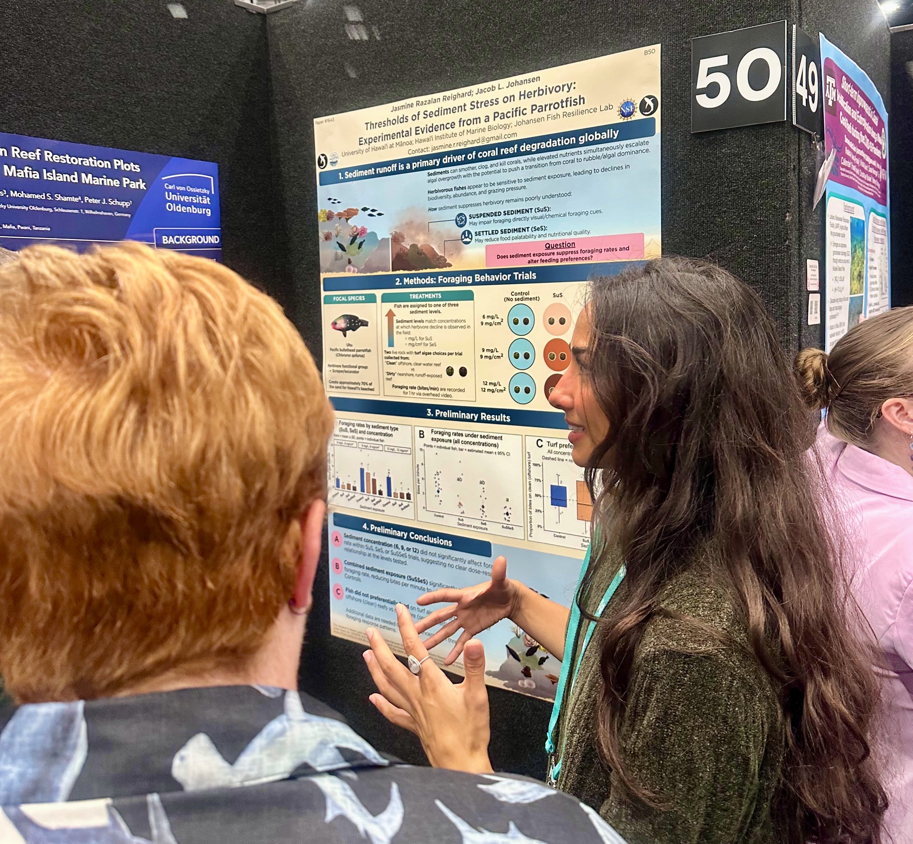 Jasmine Reighard presenting her poster on sediment stress and herbivory
